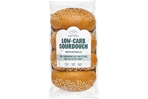Robert Andrew Low Carb Sourdough Butter Brioche Rolls – 13.7g Carbs, 15.9g Protein, High Protein, Keto Buns, Low Sugar Diabetic Rolls, 189 Calories – 4 x 65g
