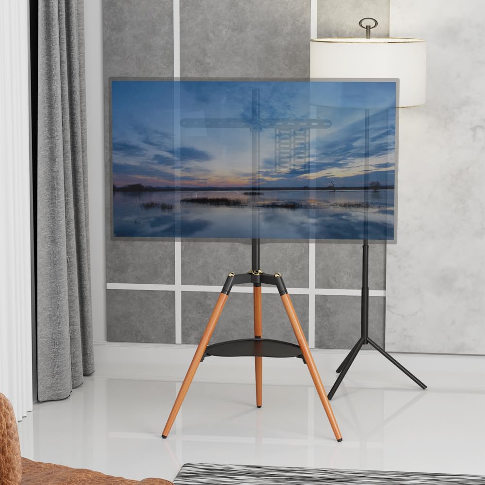 Audiovan Tripod TV Stand Wooden for 32-65 Inch,Floor TV Stand (Height - 1455) 100x100-600x400 VESA Corner TV Stand with Mount/Easel TV Stand Floor Standing (Black, 32-65 Inch)
