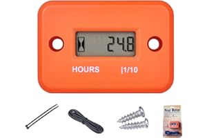 Yooreal Digital Contaore Inductive Hour Meter impermeabile IP68, funziona su vari di ZTR/Riding tosaerba Terra Trimmer UTV Brush Cutter Trattore ATV Barca fuoribordo Motorcycle.(HM006A Arancione)
