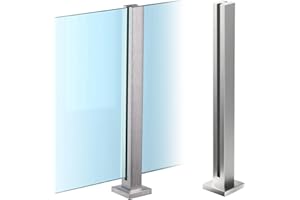 Cvter Poste de Barandilla de Vidrio Sin tapa con Ranuras: 60cm de Postes de Balaustrada de Vidrio de Acero Inoxidable Plateado para Cubiertas, Escalones, Balcón, Piscina, Jardín, Escaleras