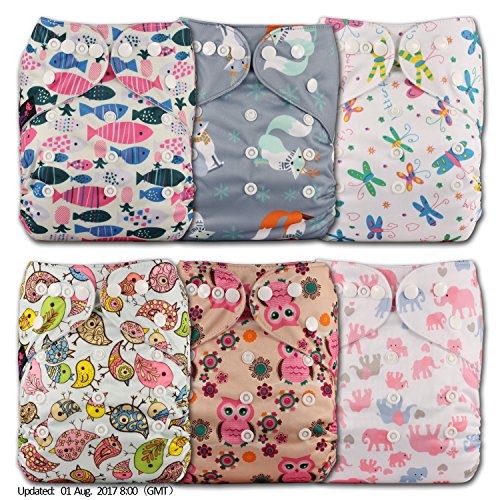 LittleBloom, Reusable Pocket Cloth Nappy, Fastener: Popper, Set of 6