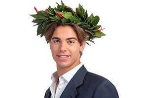 CORONEDILAUREA.COM Corona di laurea Royal con foglie di alloro fresco, (Rosso) realizzata a mano, qualità premium, made in Italy