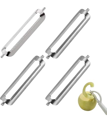 Pelapatate Universale Con 2 Lame Di Ricambio In Acciaio Inox - Sbucciatore Ergonomico Per Verdure E Frutta
