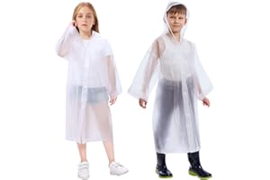 Vicloon Poncho de Pluie Imperméable pour Enfant, Réutilisable EVA Imperméable Enfant Capuchon Vêtements de Pluie, Pour voyage, randonnée, Va à L'école, Equitation, Taille Unique
