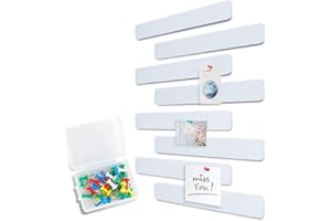 Uoisaiko Felt Pin Board Bar 38cm x 5cm, 8 Pack Cork Board Bulletin Board Strips with 40 Push Pins, Home Office Memo Notice Boards Felt Wall Tiles