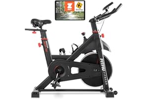 FITFIU Fitness BESP-150 - Bicicletta da interno per uso intensivo a casa. Resistenza all'attrito, connettività con Kinomap e Zwift APP, sella e manubrio regolabili e peso massimo dell'utente 120kg