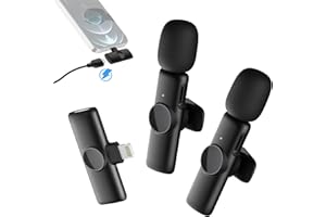 MOMAN Mikrofon bezprzewodowy krawat, Gimpro MS1X(A) 2TX&1RX 2,4 GHz【Oświetlenie】 Mini przenośny bezprzewodowy Lavalier Mikrofon do wywiadów Tiktok YouTube, Micro-krawat-bezprzewodowy-iPhone