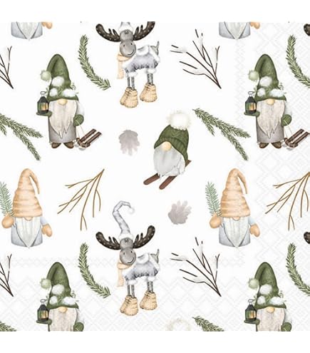 Weihnachtsservietten Mit Wald-Motiv (20 Stück) – Moderne Tischdeko In Grün, Ideal Auch Für Serviettentechnik