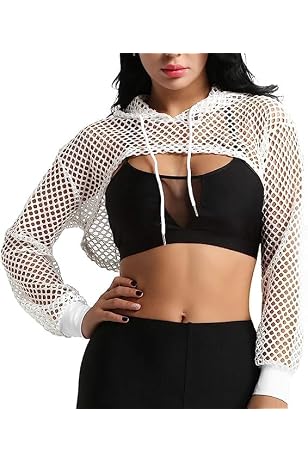 cropped fishnet hoodie