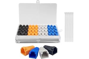 CISHOW 48 szt. osłona na buty wtykowe RJ45, miękkie tworzywo sztuczne, wtyczka sieciowa, osłona złączy wtykowych, wtyczka kablowa, zatyczka do kozaków do ochrony sieci, kryształowa głowica z opaskami