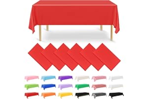 NACHLYNN 6 Pack Disposable Plastic Tablecloths 54 x 108 Inch Red Rectangle Table Cover for Holiday Party Engagement Weddings Baptism Birthday Decoration