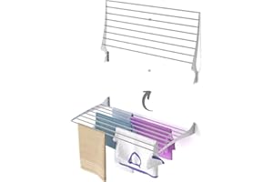 foxydry Fold, Stendibiancheria da parete, Stendino Verticale, Pieghevole da Interno e Esterno in Alluminio e Acciaio 100x50x10 cm (100)