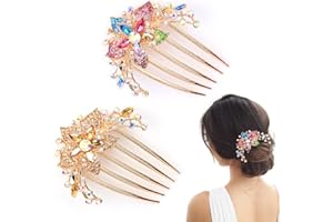 ARHZ Haarkamm haarschmuck 2 Stück Schmetterlinge und Blumen Haar Steckkamm mit Strass, Braut Haarschmuck für Frauen und Mädchen