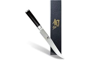 KAI Shun Classic coltello da carne giapponese lunghezza lama 20 cm - Coltello damasco 32 strati nucleo VG MAX - 61 (±1) HRC - Manico in legno Pakka - Made in Japan - Coltello da affettare forgiato