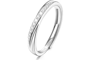 KALVICA 925 Anelli in Argento Sterling per Donna, Anello Regolabile in Argento con Zirconi, Anello di Promessa di Matrimonio Eternità per Donna