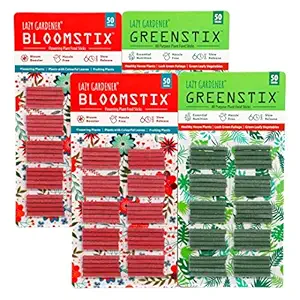 Lazy Gardener, Plant Food Sticks Beginner Pack: 2 GreenStix + 2 BloomStix (Essential Nutrition & Bloom-Booster)