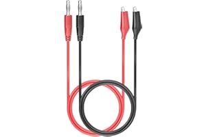 Cleqee 2PCS 4mm Banana Plug to Crocodile Clips Test Leads Alligator Clips Soft Flexible Cable Wire 3.3ft/1m for Multimeter Electrical Testing Red&Black