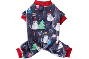 PETANGEL Dog Pajamas Flannel Dog Onesie Comfy Velvet Winter Pajama Coat Jumpsuit for Small Dogs and Cats,Winter Warm Dog Clothes with Legs Pet Doggie Onesies Romper Coat (X-mas Size: XL)