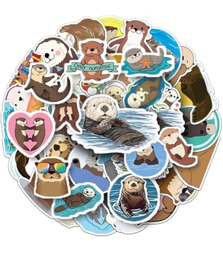 Adesivi Lontra Di Fiume Eurasiatica - 100 Pezzi Impermeabili - Per Laptop, Auto E Skateboard - Foto 5
