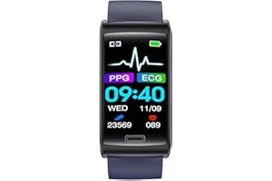 BUNIQ Reloj diabético Monitor de glucosa, IP68 impermeable reloj de azúcar en sangre - Multifuncional TFT de 1,47 pulgadas Pantalla táctil completa Control de glucosa en sangre no invasivo