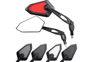 Area1 Rétroviseurs Moto Universel rouge Retroviseur Latéral Homologué E, Certification CE (2xM10 Filetage à droite) compatible avec