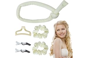 GIGMETA Boudin Cheveux Boucle Sans Chaleur,Bigoudis Cheveux,Heatless Curlers,Ruban Bouclé Sans Chaleur,Bigoudi en Soie,Heatless Curling Ribbon,Bigoudi Boucle Cheveux de Sommeil Doux,Coiffure Bricolage (Blanc)