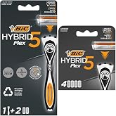 BIC Hybrid 5 Flex 1 Sap &amp; 2 Başlık Erkek Tıraş Bı&ccedil;ağı ve 4'l&uuml; Yedek Tıraş Bı&ccedil;ağı Kartuşu Seti