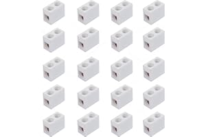 BORDSTRACT Morsettiere in ceramica a 1 via, connettori ceramici in porcellana ad alta temperatura da 10A 250V con apertura di ingresso di 2.5mm per cavi elettrici e varie situazioni di cablaggio(20pcs)