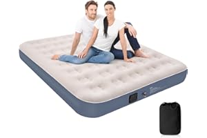 Kitxedas Double Blow up Bed, Inflate JUST ONE-Click, Air Bed Double with Built in Pump, Inflatable Mattress Self Inflating Guest Blow up Mattress for Camping/Home, 198x152x25cm