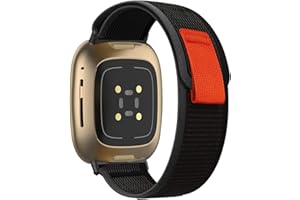 KeeFos Trail Loop bransoletka kompatybilna z Fitbit Versa 4/Fitbit Versa 3/Fitbit Sense 2/Fitbit Sense, Nylonowe Sportowe Męskie Damskie Bransoletki dla Fitbit Versa 4/Versa 3/Sense 2/Sense - Szary/Czarny