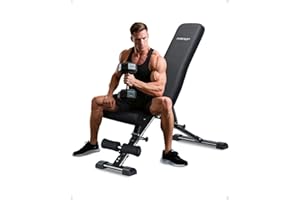 AIRHOP Upgraded Adjustable Weight Bench, Bench Press Full Body Workout, Quick Fold Space Saving, Workout Bench for Home Gym Strength Training