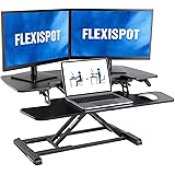 FLEXISPOT Adjustable Standing Desk Converter Sit Stand Desk Height Adjustable Desk Converter-35 Inch Wide Work Surface M17MB