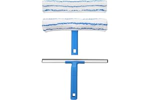Mitclear Combo de Limpieza de Ventanas(30cm), Limpiacristales de Silicona y Limpiaparabrisas de Microfibra, Limpiador de Ventanas Profesional para Baño, Ducha, Coche, Espejo