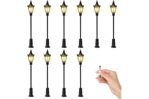 GRTHEENUMB Lampada da strada in miniatura 10 pezzi Simulazione Lampada fai -da -te 2,68 pollici illuminazione calda mini stradale per l'architettura paesaggio scenario ferroviario, lampione in miniatura