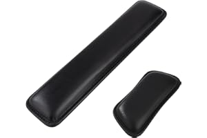 HOLEMZ Handgelenkauflage für Tastatur und Maus Ergonomische Leder Handauflage mit Memory-Schaum Wrist Rest für Tippen Gaming & Work Schwarz 2Pcs
