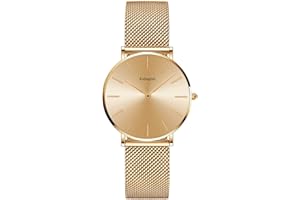 Kubagom Reloj de Cuarzo para Mujer Banda Malla Acero Inoxidable Ultra Delgado