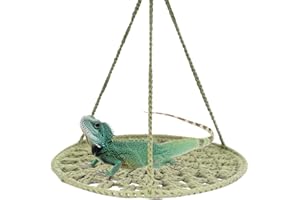 Interfashioner Reptile Hammock, Small Animal Hammock Swing for Bearded Dragon, Birds, Guinea Pig, Reptile Resting Bed (S, Dark Green)