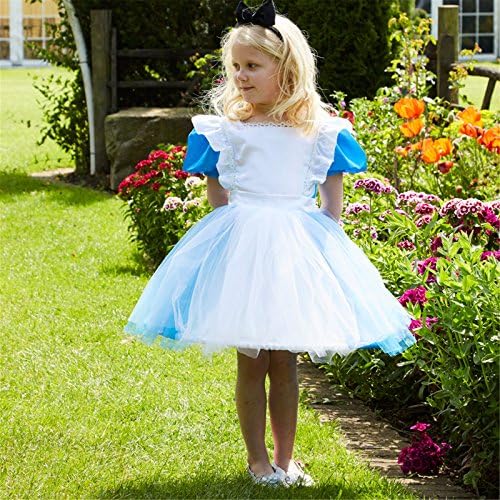 Girls Satin Blue Alice Costume Kids World Book Day Fancy Dress