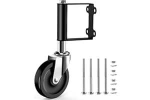 Ronlap Gate Wheels, Spring Loaded Gate Caster for Fence Wooden Gate, Heavy Duty Rubber Wheel for Gate, with Universal Mount Plate, 100 KG Capacity, 4-Inch, Black