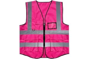 JZK Siatkowa Kamizelka Bezpieczeństwa z Kieszeniami i Zamkiem Błyskawicznym, Odblaskowa dla Mężczyzn, Kobiet, Dorosłych