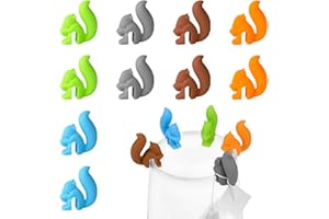 Enenes Sostenedor de la Bolsa de té 15 PCS Colgadores de la Bolsa de té Marcadores Lindos de la Bebida Ardilla en Forma de Cristal Identificador de Silicona para Tazas y Tazas
