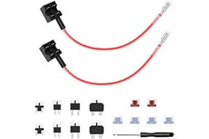 Range Tour Fuse Tap Power Cable Set,12-24V Car Fuse Holder (with wire) 2 pieces + 6 Fuses (2A 4pc and 7.5A 2pc) with 4 Types of 8 Adapters, Covering Most Models