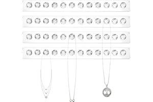 QWORK® 4 stück acryl-halskettenaufhänger mit 12 rautenförmigen haken, wandmontierter schmuck-organizer, transparentes design