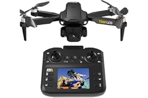 Toladrone TD12LCD Dron con Cámara para Adultos, Drones con Motor sin Escobillas, Mando a Distancia con Pantalla LCD, Transmisión en Tiempo Real, Drone Cuadricóptero Plegable para Principiantes