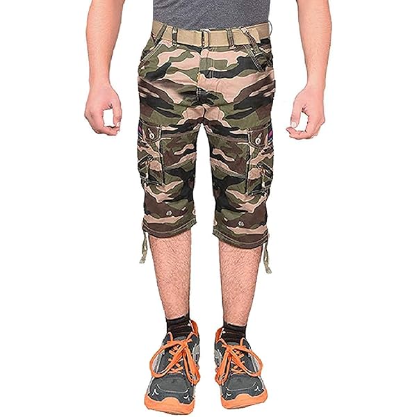 Zeki Men's 6 Pocket Cargo Short 3/4 Pant For Men Outdoor Army