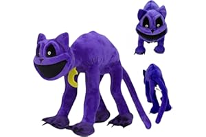 COFLINK Large Smi-ling Crit-ters Plush, Cute Video Games Cat Dogday Plushies Toys Soft Stuffed Animals Doll for Fans Home Decor (Lying Down Purple Cat)