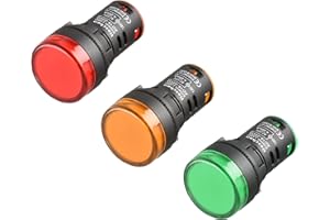 Heschen 22 mm LED-Anzeige, AD16-22D/S, 220 V AC 20 mA, Rot/Grün/Gelb, Lichtfarbe, 3 Stück