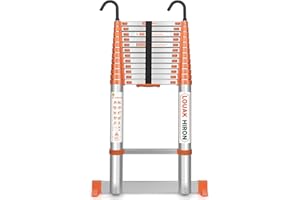 LOUAK&HIRON Alu Teleskopleiter 5.1M Ausziehbare Leiter, Klappleiter Stehleiter Rutschfester, aus hochwertigem Aluminium Ausziehleiter Mehrzweckleiter Haushaltsleiter