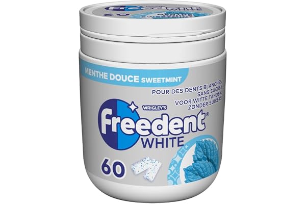 FREEDENT WHITE - Chewing-gum Menthe Douce sans sucres - Boîte de 60 dragées- 84g