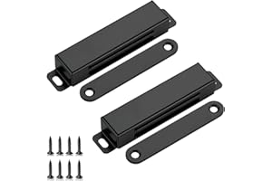 RAVINTE Magnetic Door Catch - 40kg Heavy Duty Strong Magnetic Catch, 2 Pack Stainless Steel Door Magnet for Wardrobes Kitchen Cupboards, Black